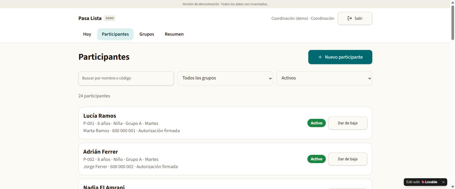 Captura de Pasa Lista